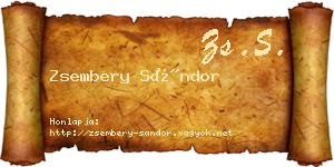 Zsembery Sándor névjegykártya